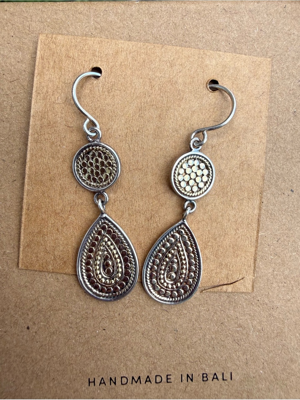 Anna Beck Gold and Silver Teardrop Dangle Earrings